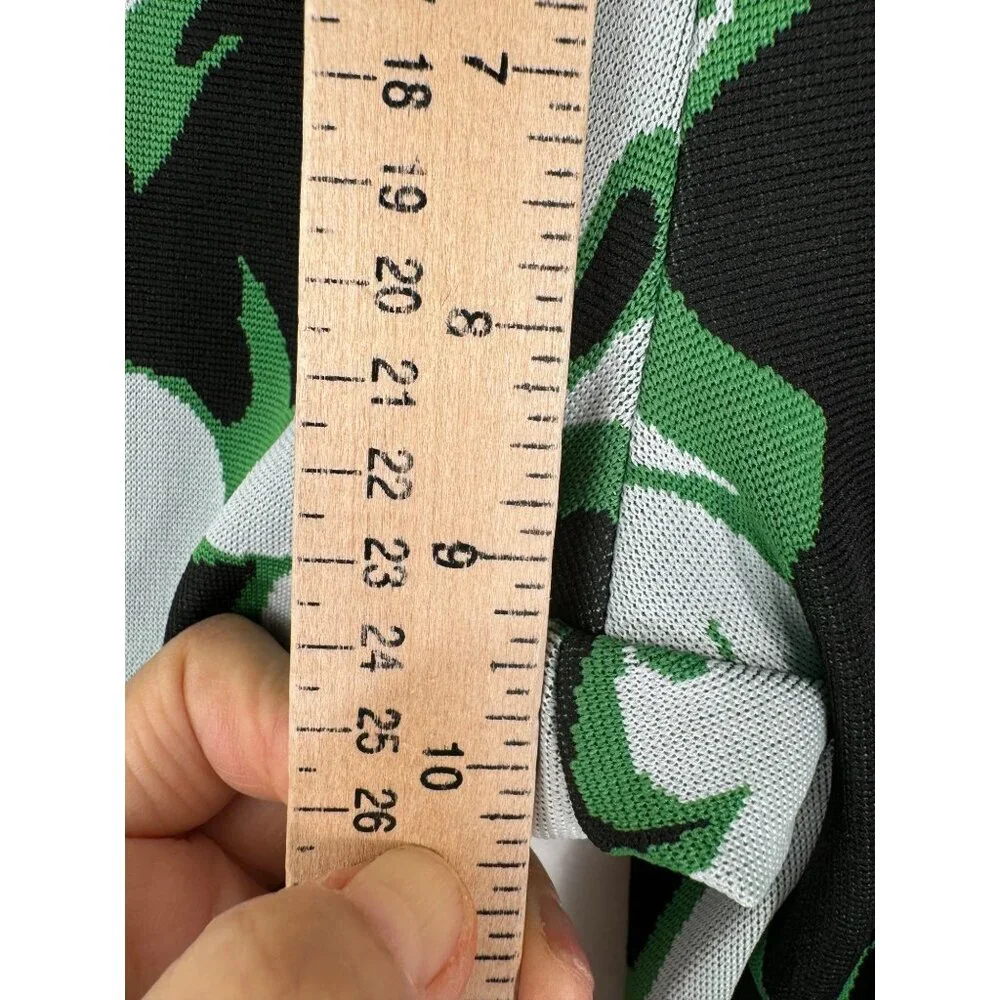 Zara‎ Kelly Green Jacquard Marble Print High waist Flare knit Trousers sz S - Picture 6 of 10